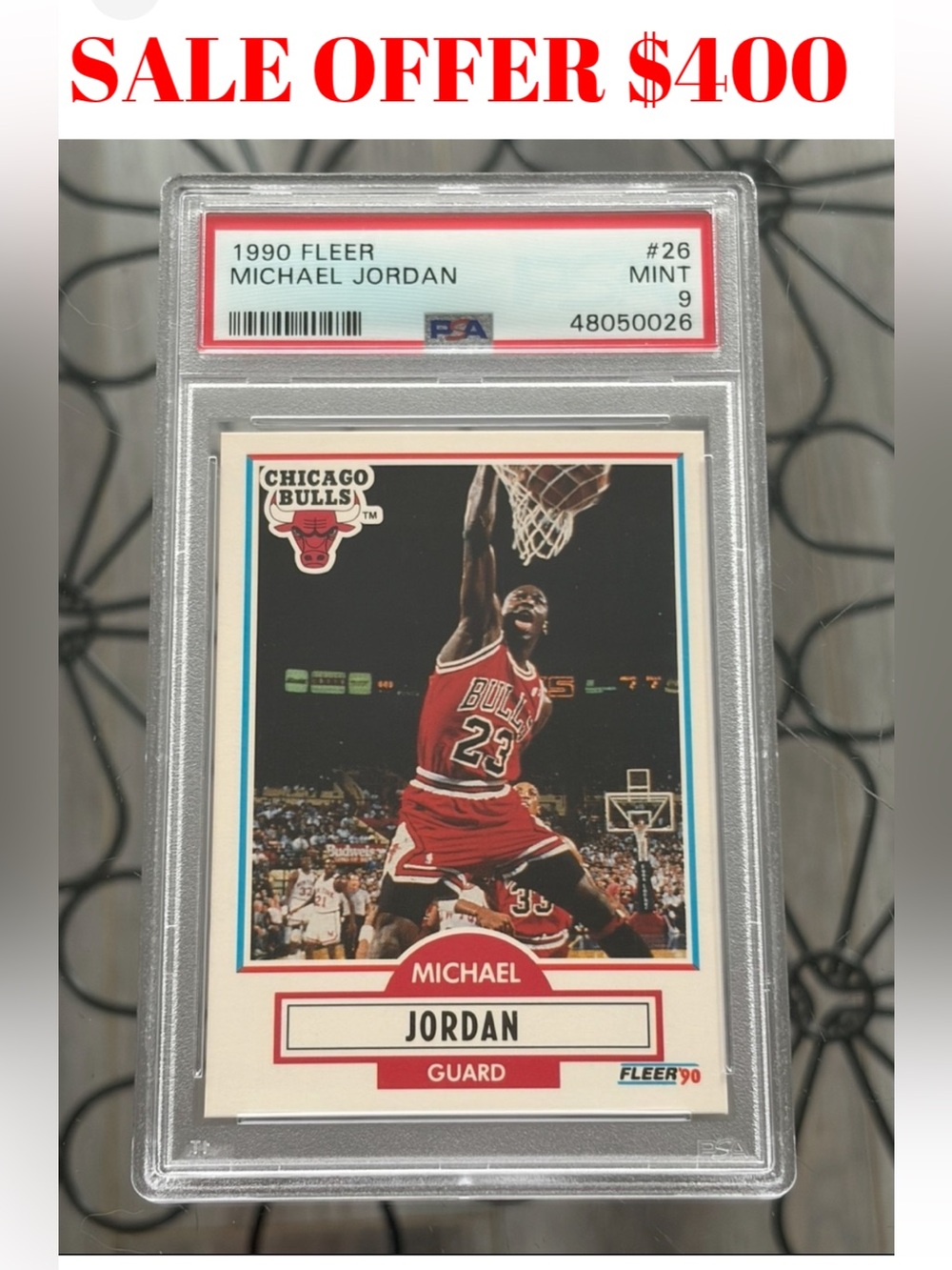 Michael Jordan 1990 Fleer Error Chicago Bulls NBA Basketball Card Graded PSA 9